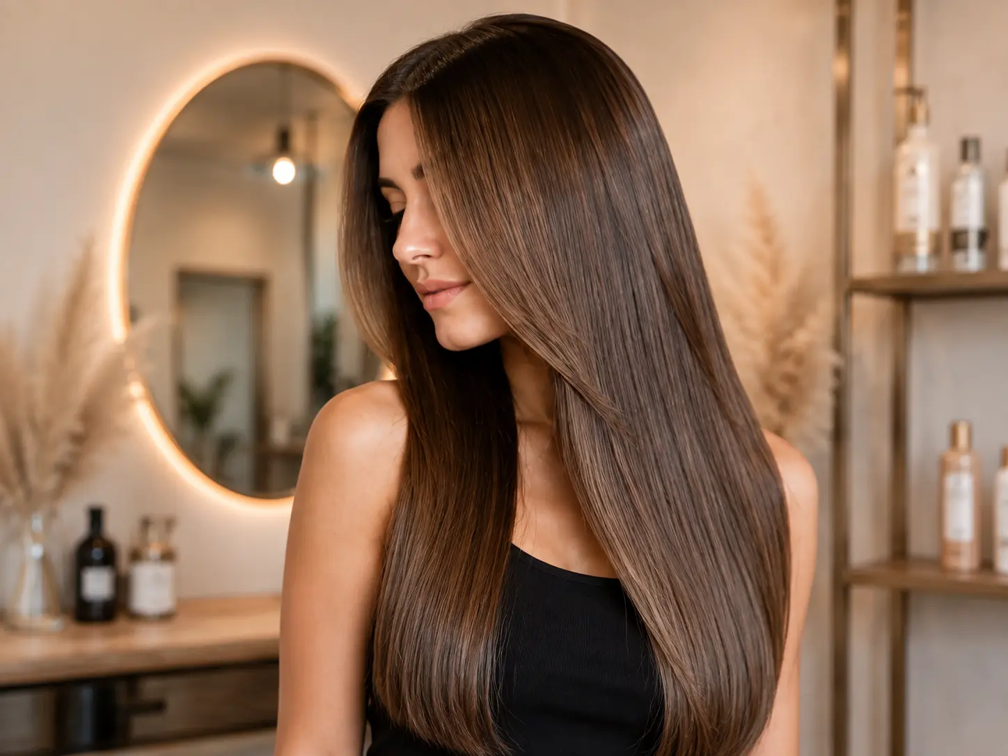 Resultado de tratamiento de keratina con cabello suave y brillante en Vika Hair & Beauty, Palma de Mallorca